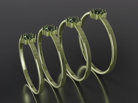 Classic Halo Diamond Engagement Ring 3D Printable STL Pack Ring Sizes 1619 3D Print Model