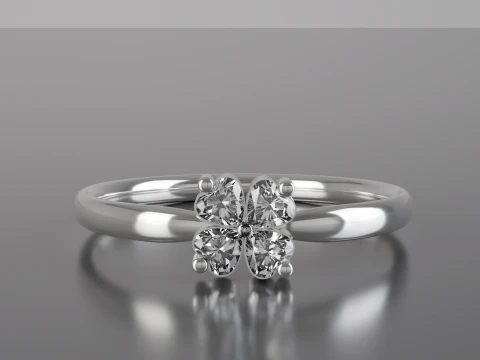 Pack de bagues en diamant en grappe de fleurs 4 tailles am&eacute;ricaines 1619 STL Mod&egrave;le CAO de bijoux imprimables en 3D Modèles 3D en vedette