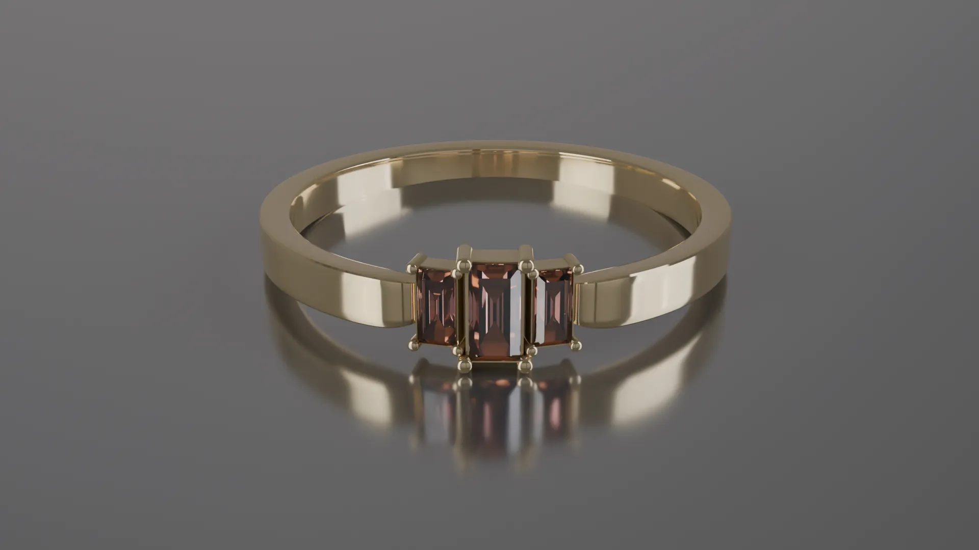 Minimalist Three-Stone Emerald Cut Ring 3D Printable STL Jewelry CAD Model Description 3D Print Model .c4d .max .obj .3ds .fbx .stl .blend 