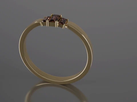 Minimalist Three-Stone Emerald Cut Ring 3D Printable STL Jewelry CAD Model Description 3D Print Model