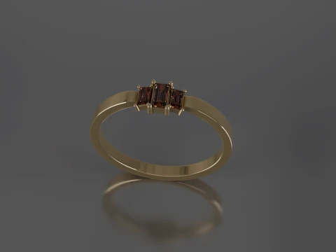 Minimalist Three-Stone Emerald Cut Ring 3D Printable STL Jewelry CAD Model Description 3D Print Model