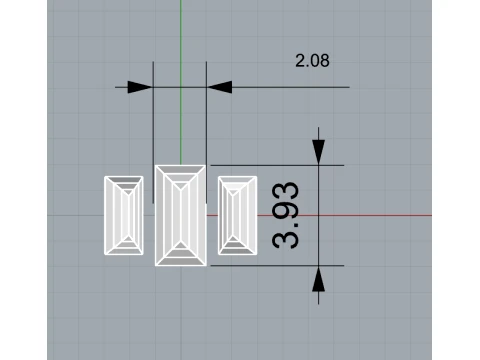 Minimalist Three-Stone Emerald Cut Ring 3D Printable STL Jewelry CAD Model Description 3D Print Model