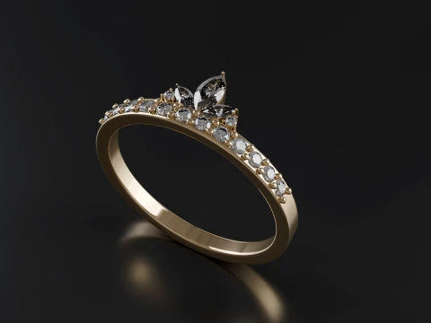 Marquise-Diamantring 3D-druckbar 3D Druckmodell