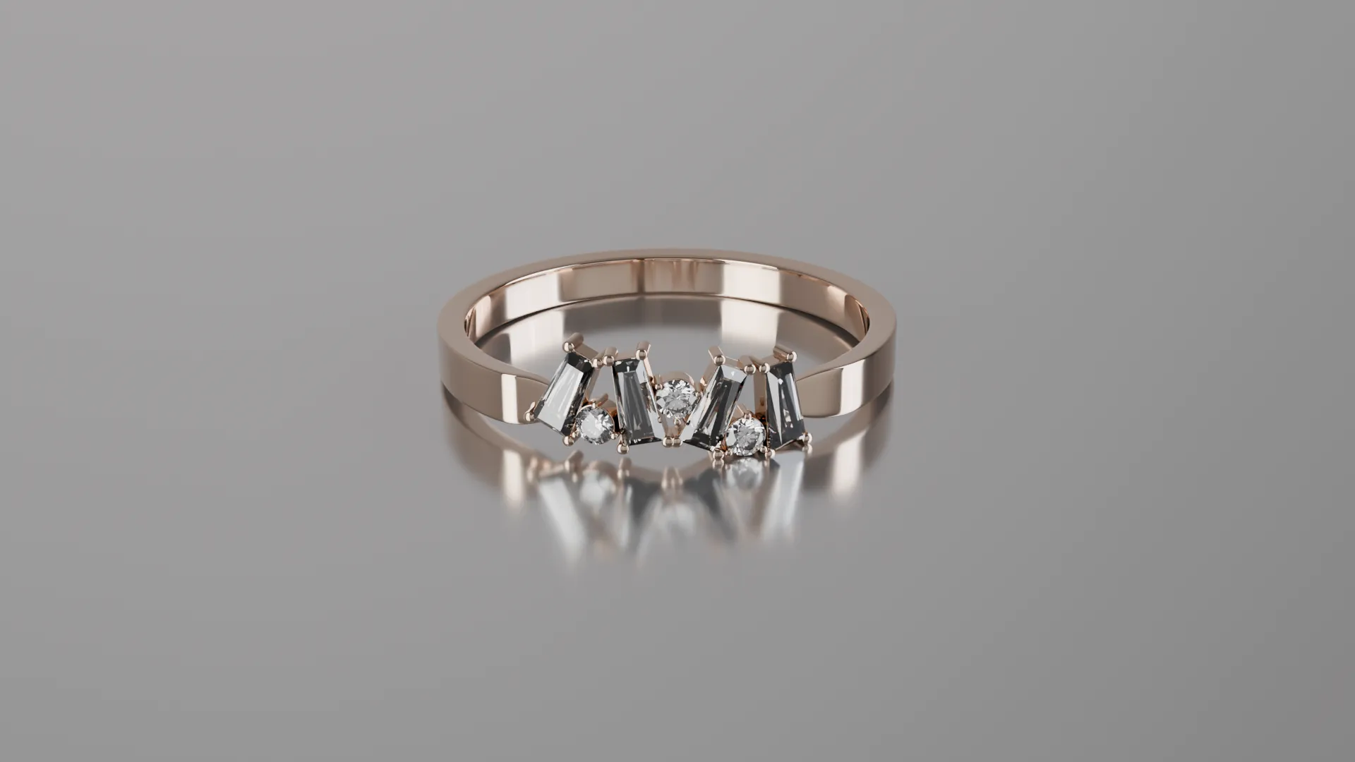 Modern Geometric Baguette Gemstone Ring 3D Printable Jewelry STL Model 3D Print Model .c4d .max .obj .3ds .fbx .stl .blend 