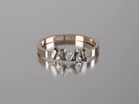 Moderne geometrische stokbrood edelsteen ring 3D afdrukbare sieraden STL-model 3D printmodel