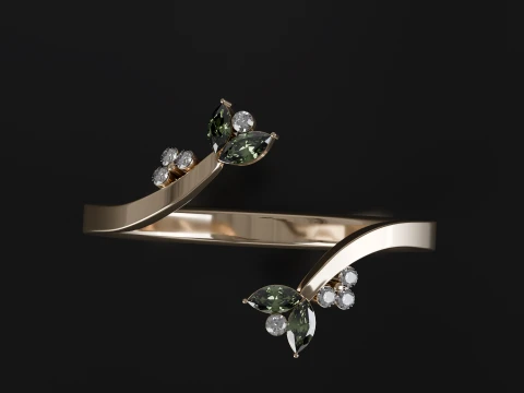 Modello di gioiello stampabile in 3D con anello floreale aperto Marquise Diamond Modello di stampa 3D