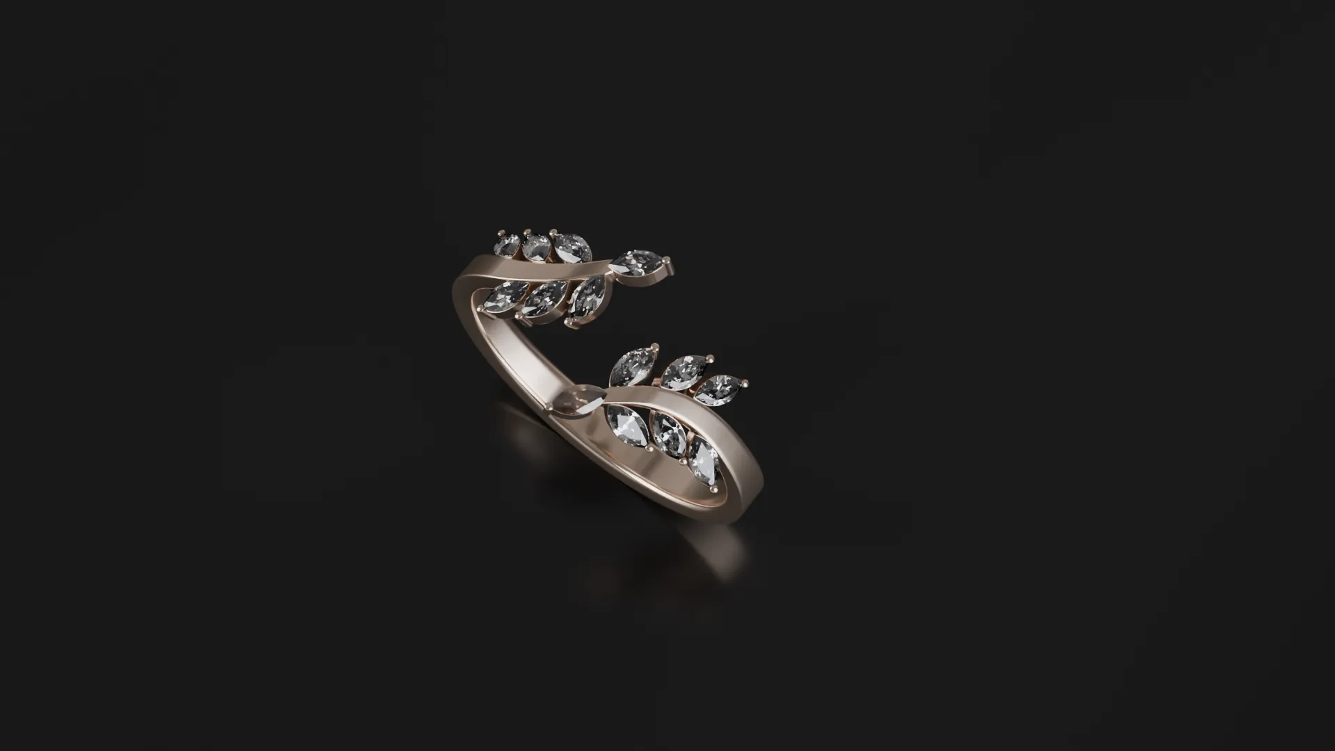 Marquise open floral Ring 3D Printable Jewelry Model 3D Print Model .c4d .max .obj .3ds .fbx .stl .blend 