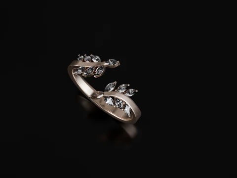 Marquise open bloemenring 3D afdrukbaar sieradenmodel 3D printmodel