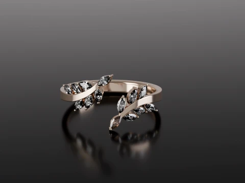 Marquise open floral Ring 3D Printable Jewelry Model 3D Print Model