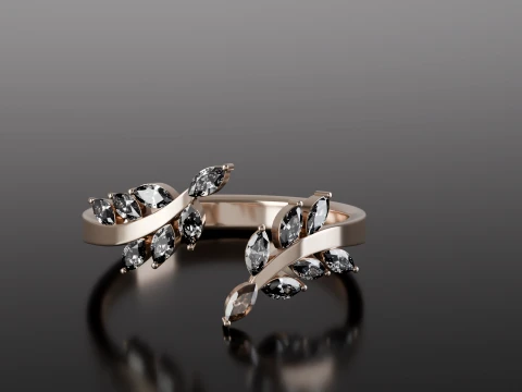 Marquise open floral Ring 3D Printable Jewelry Model 3D Print Model