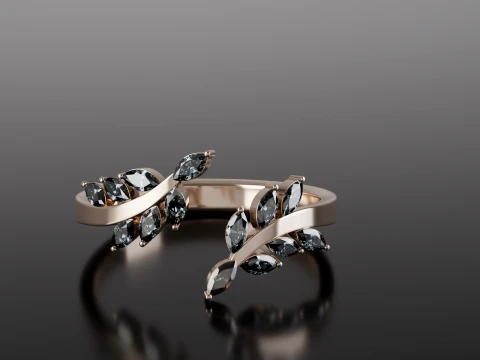 Marquise open floral Ring 3D Printable Jewelry Model 3D Print Model