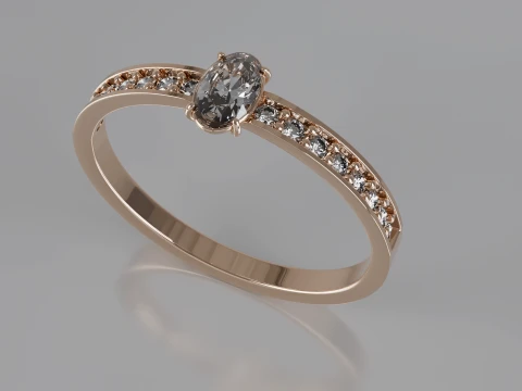 Oval cut Ring 3D Printable Jewelry Model 3D Print Model
