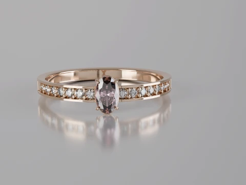 Oval cut Ring 3D Printable Jewelry Model 3D Print Model