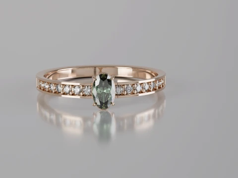 Oval cut Ring 3D Printable Jewelry Model 3D Print Model