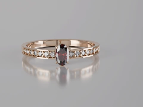 Oval cut Ring 3D Printable Jewelry Model 3D Print Model