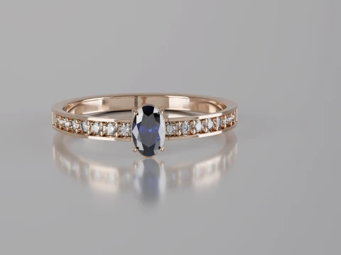 Oval cut Ring 3D Printable Jewelry Model 3D Print Model