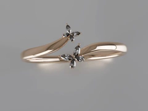 Elegant Marquise Butterfly Ring 3D Print Model