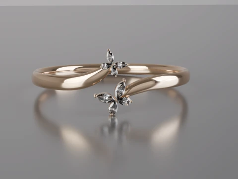 Elegant Marquise Butterfly Ring 3D Print Model