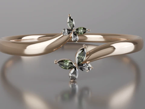 Elegant Marquise Butterfly Ring 3D Print Model