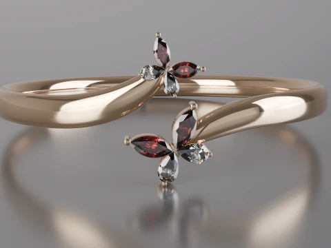 Elegant Marquise Butterfly Ring 3D Print Model