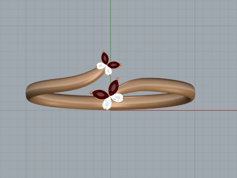 Elegant Marquise Butterfly Ring 3D Print Model