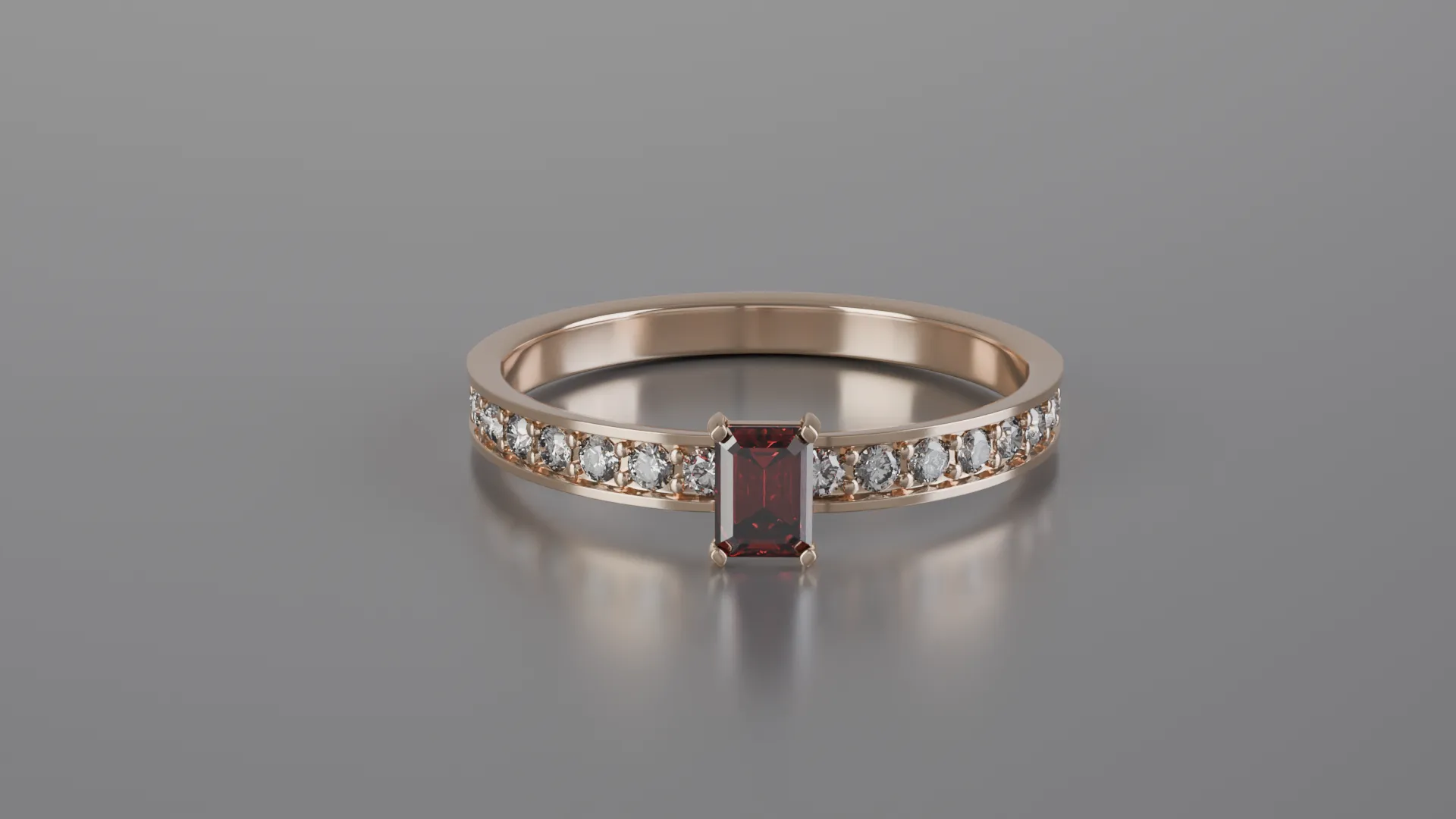 Emerald Cut Solitaire Ring 3D Print Model .c4d .max .obj .3ds .fbx .stl .blend 