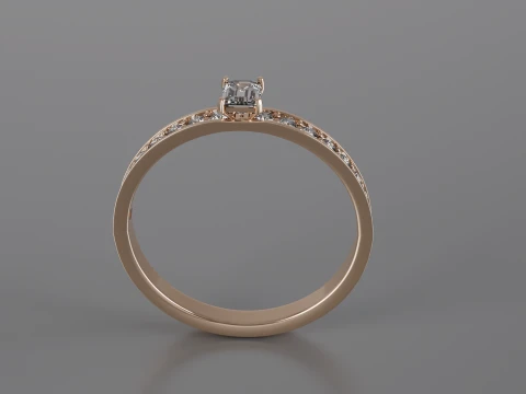 Emerald Cut Solitaire Ring 3D Print Model