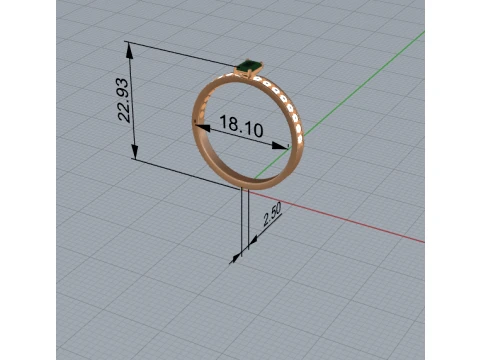 Emerald Cut Solitaire Ring 3D Print Model
