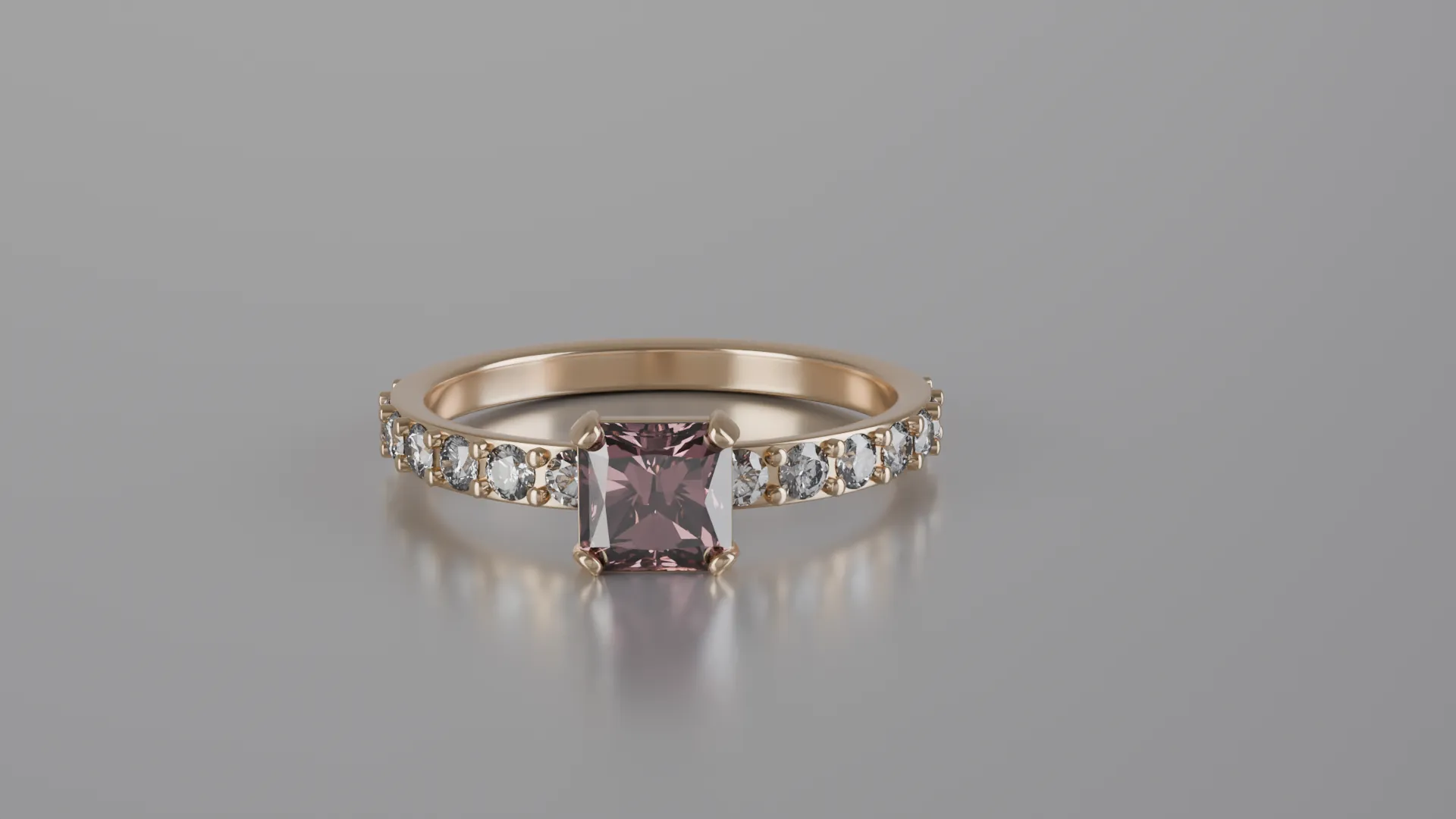 Radiant Cut Solitaire Ring 3D Print Model .c4d .max .obj .3ds .fbx .stl .blend 