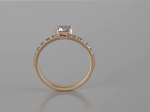 Radiant Cut Solitaire Ring 3D Print Model