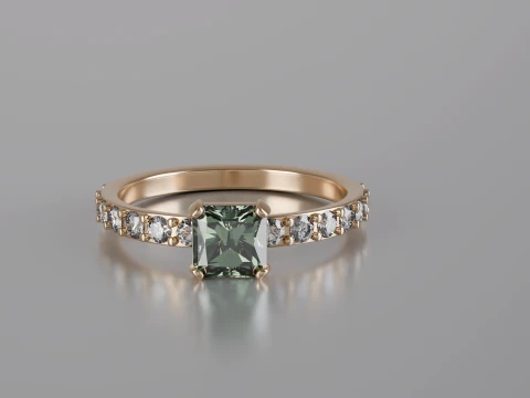 Radiant Cut Solitaire Ring 3D Print Model