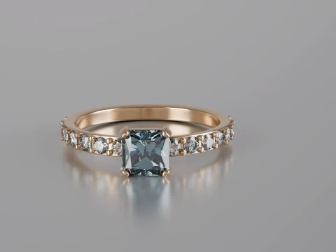 Radiant Cut Solitaire Ring 3D Print Model