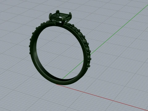 Radiant Cut Solitaire Ring 3D Print Model