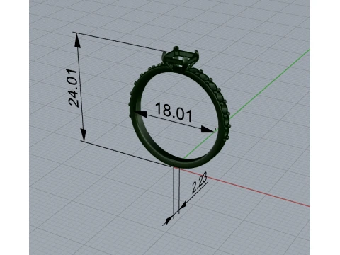 Radiant Cut Solitaire Ring 3D Print Model