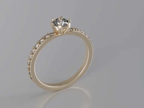 Diamond Cut Solitaire Ring 3D Print Model