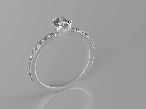 Diamond Cut Solitaire Ring 3D Print Model
