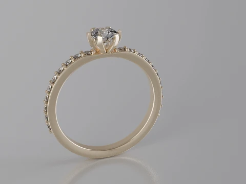 Diamond Cut Solitaire Ring 3D Print Model