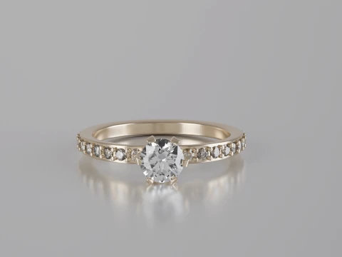 Diamond Cut Solitaire Ring 3D Print Model