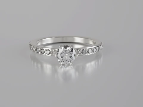Diamond Cut Solitaire Ring 3D Print Model
