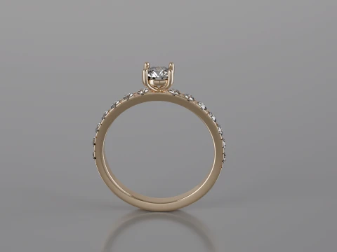 Diamond Cut Solitaire Ring 3D Print Model