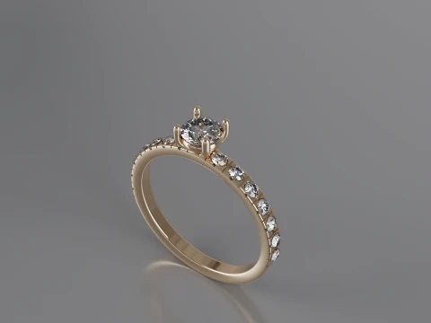 Diamond Cut Solitaire Ring 3D Print Model