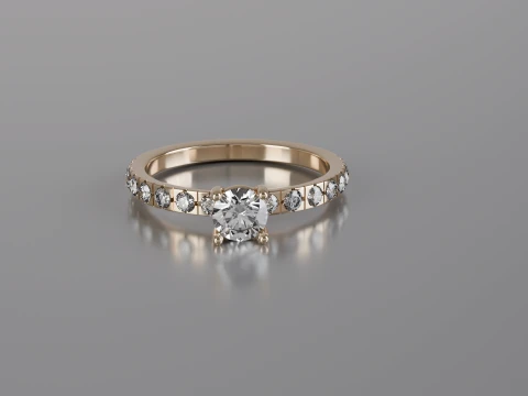 Diamond Cut Solitaire Ring 3D Print Model