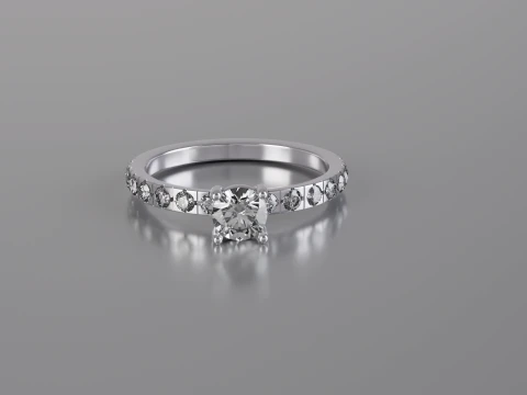 Diamond Cut Solitaire Ring 3D Print Model