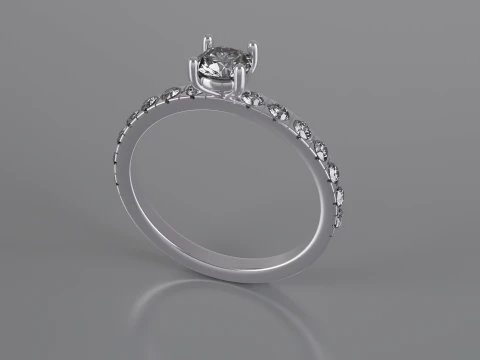 Diamond Cut Solitaire Ring 3D Print Model