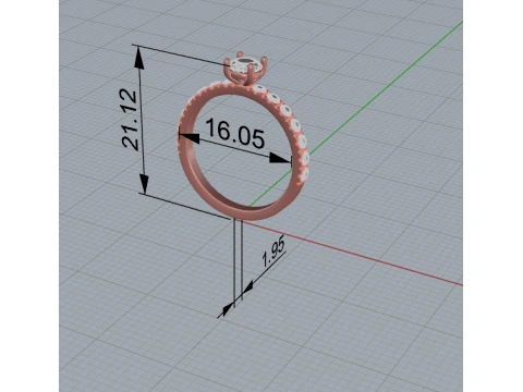 Diamond Cut Solitaire Ring 3D Print Model