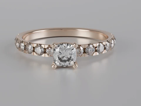 Bague solitaire taille coussin Modèles 3D en vedette