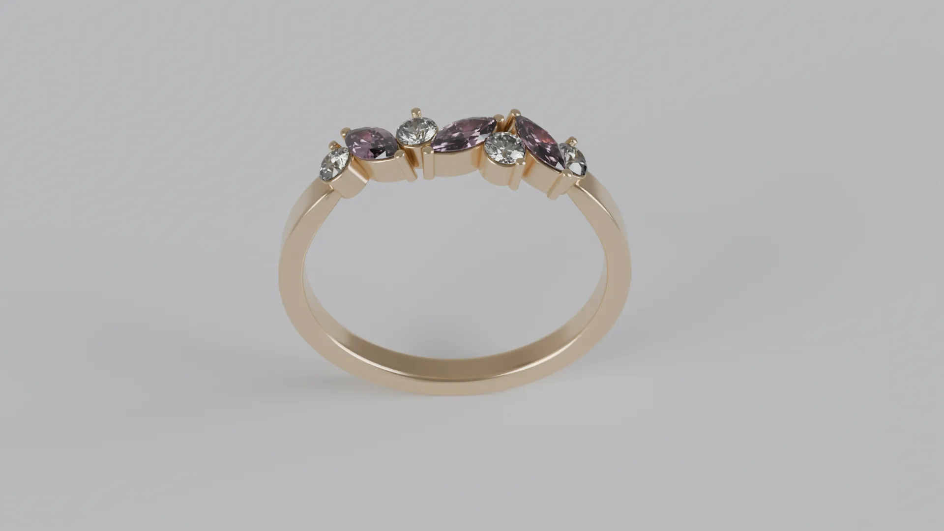 Marquise and round diamond Ring 3D Print Model .c4d .max .obj .3ds .fbx .stl .blend 