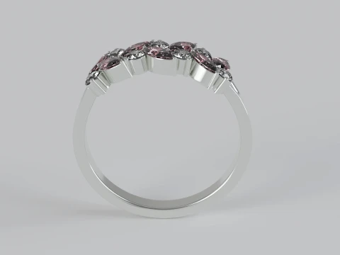Marquise and round diamond Ring 3D Print Model