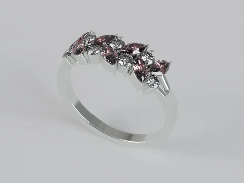 Marquise and round diamond Ring 3D Print Model