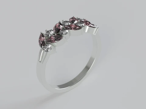 Marquise and round diamond Ring 3D Print Model